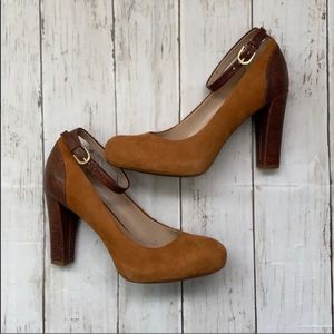 Franco Sarto Denise Suede Pumps Block Heel Hidden Platform